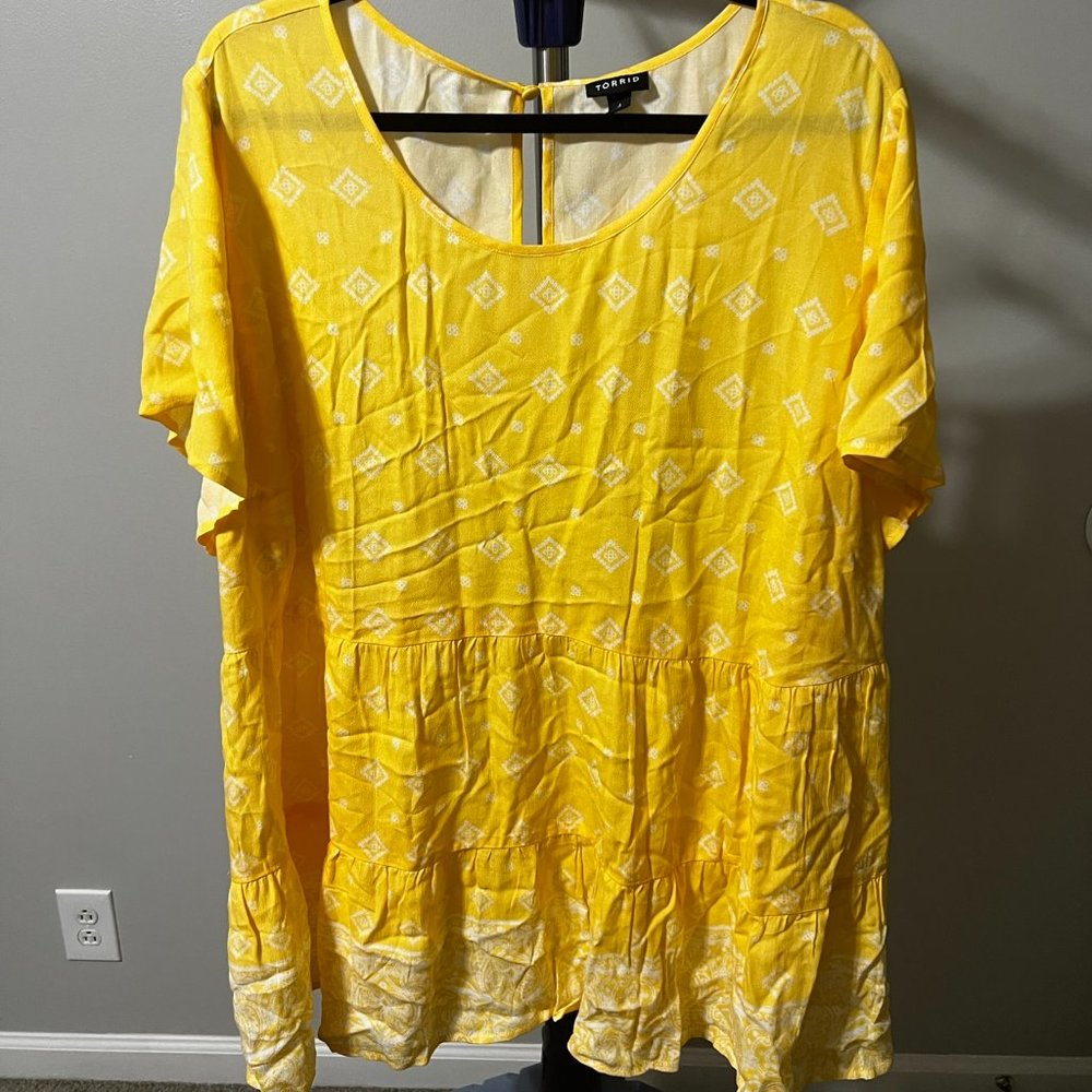 Torrid Yellow Bandana Print Flowy Baby Doll Top Women’s size 4x